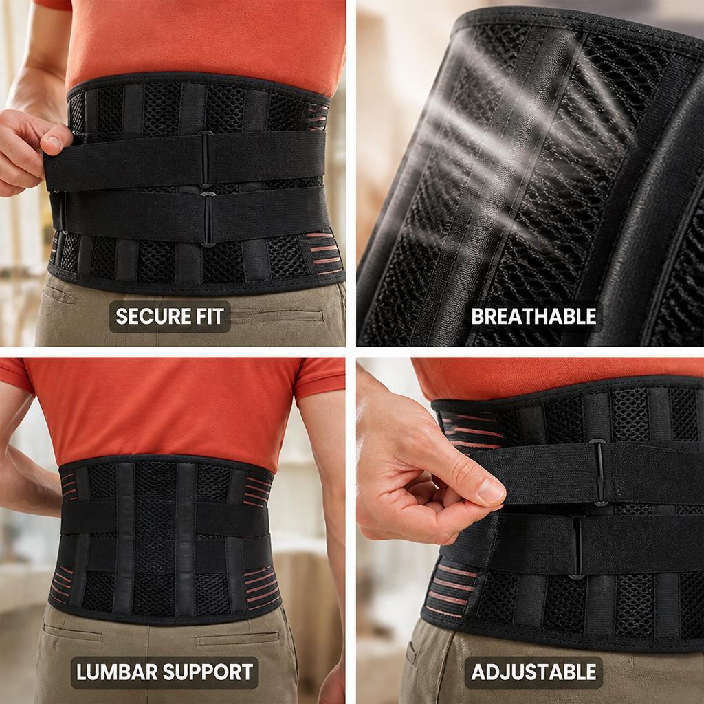 Back Support Belt Anti-Slip Breathable Lumbar Pad
