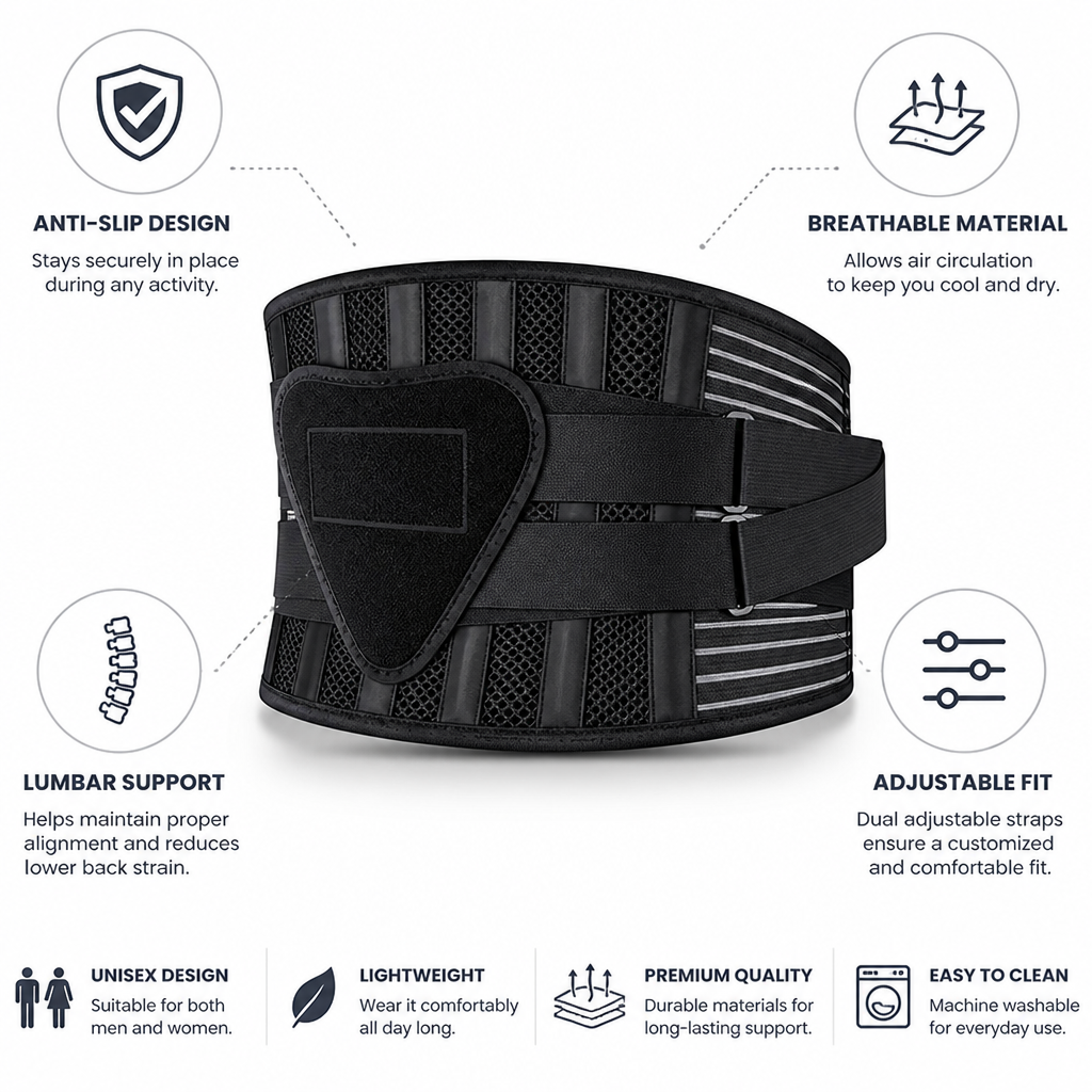 Back Support Belt Anti-Slip Breathable Lumbar Pad