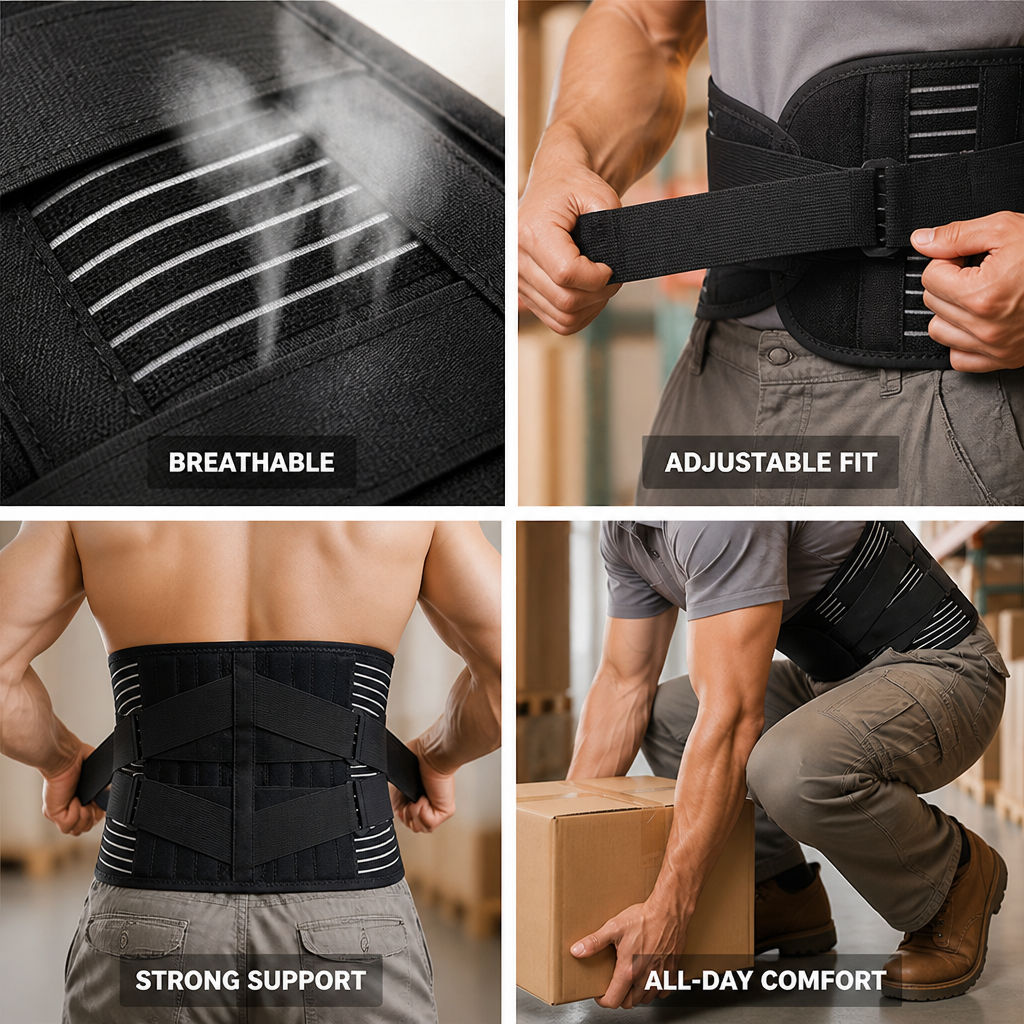 Back Support Belt Breathable Elastic Compression Hook-And-Loop