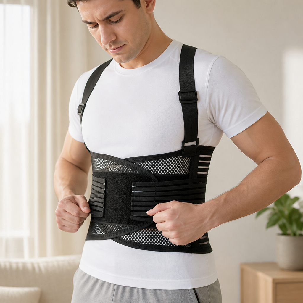Back Support Belt Breathable Mesh & Steel Rods