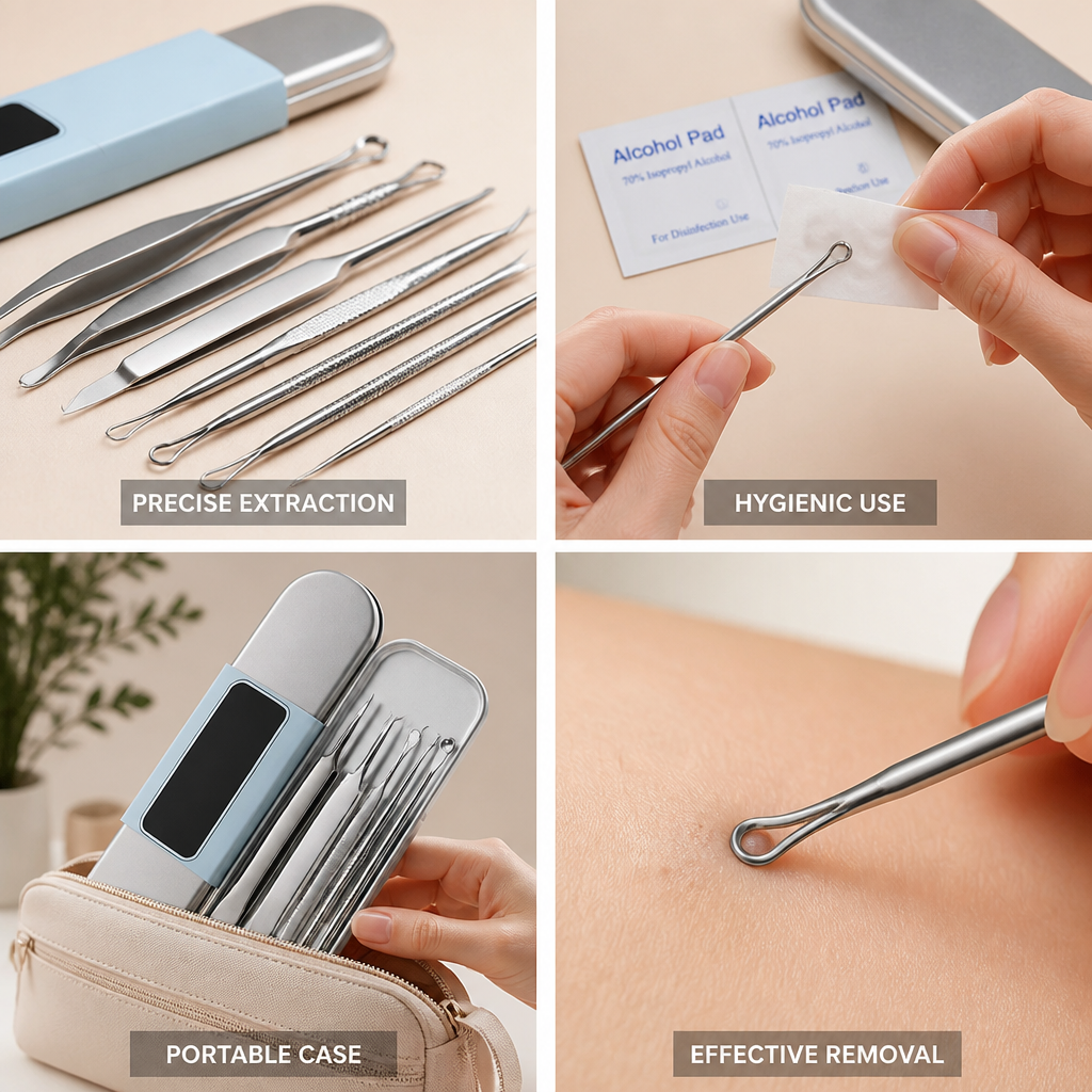 Blackhead Removal Kit Medical Grade Stainless Steel Portable Case