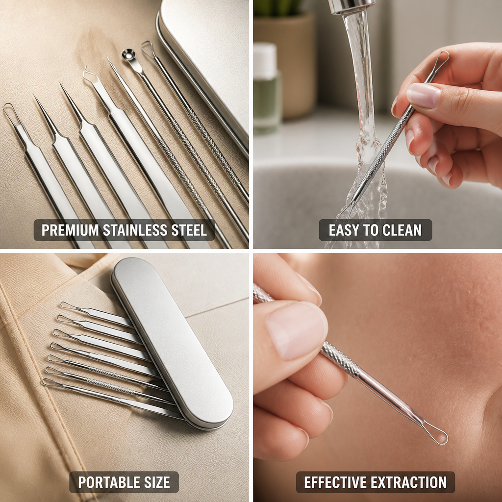 Blackhead Removal Tool Set Stainless Steel Hygienic Reusable