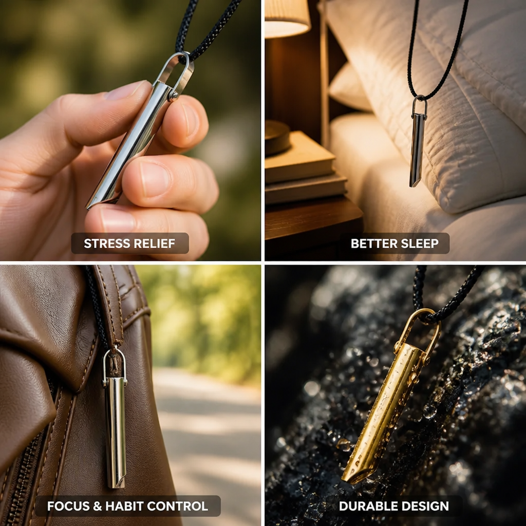 Breath Trainer Necklace Stainless Steel Anxiety Relief
