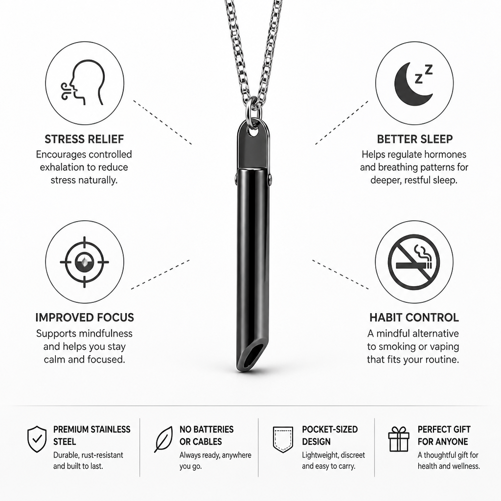 Breath Trainer Necklace Stainless Steel Anxiety Relief