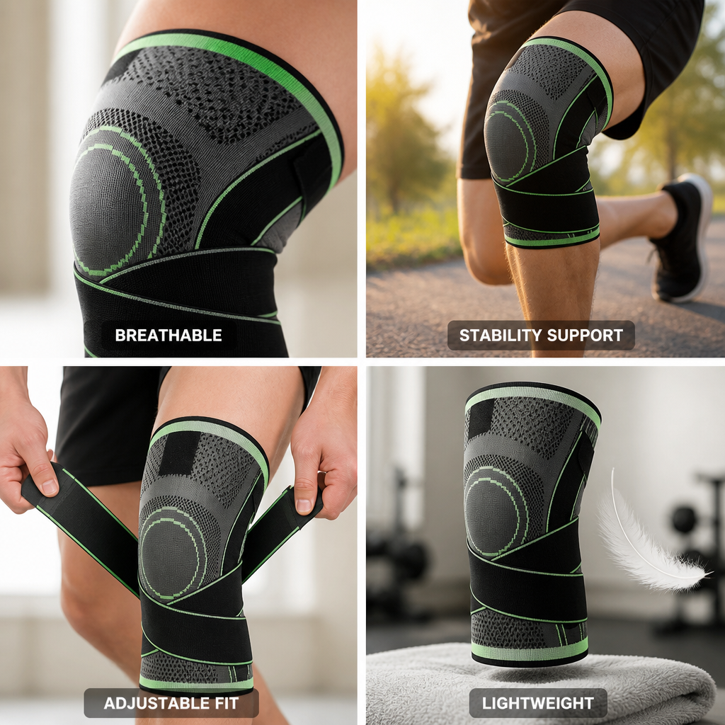 Breathable Adjustable Compression Knee Brace (Velcro Straps)
