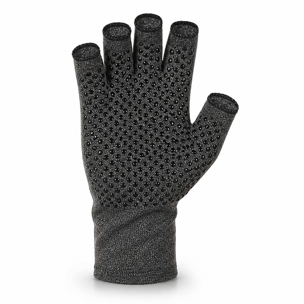 Breathable Cotton-Blend Non-Slip Compression Gloves — Open Finger