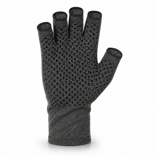 Breathable Cotton-Blend Non-Slip Compression Gloves — Open Finger