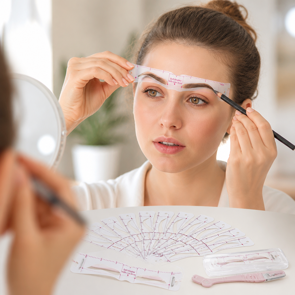 Brow Stencil Kit 12-Piece Reusable Perfect-Ratio
