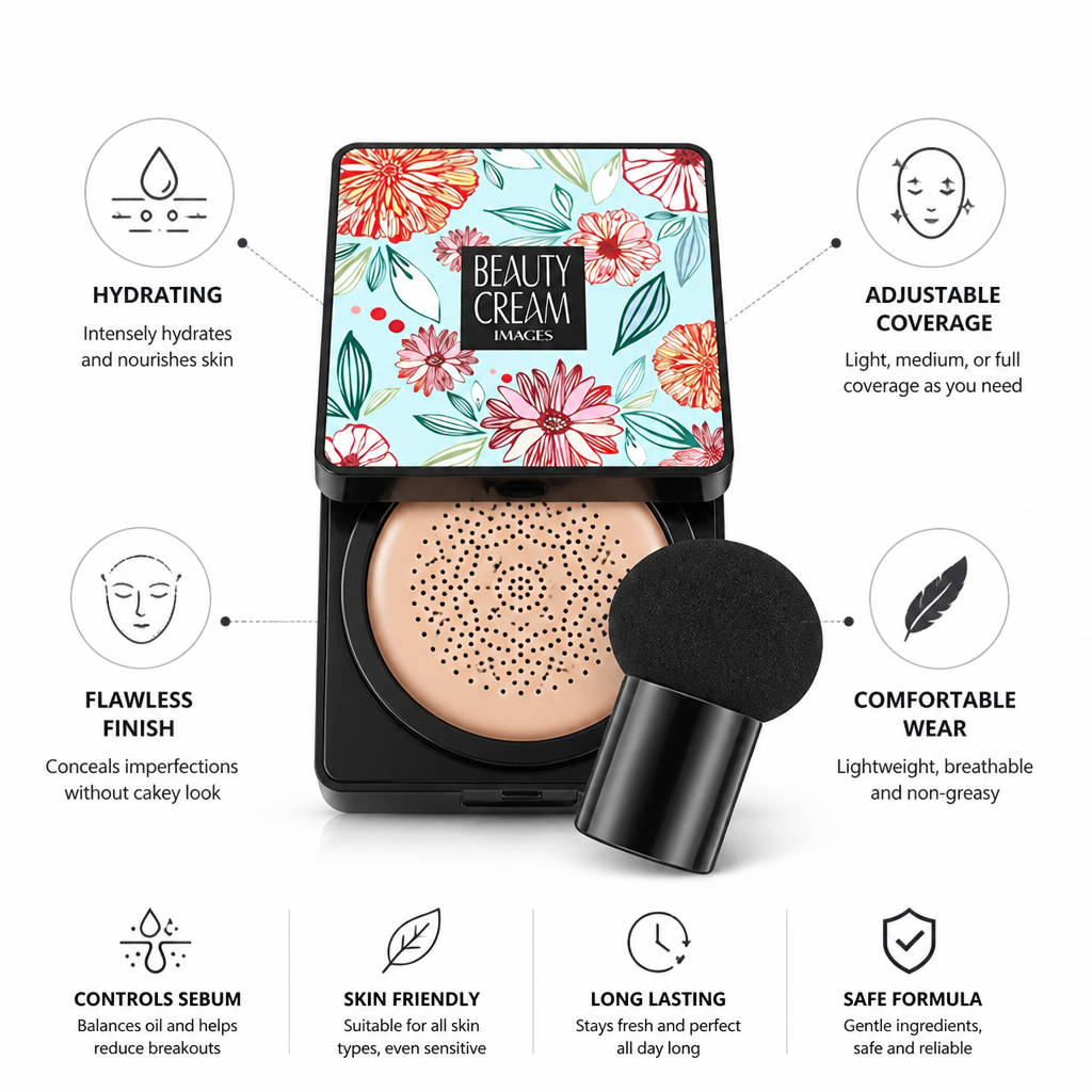 CC Cream Hydrating Adjustable Coverage Mushroom Sponge Applicator