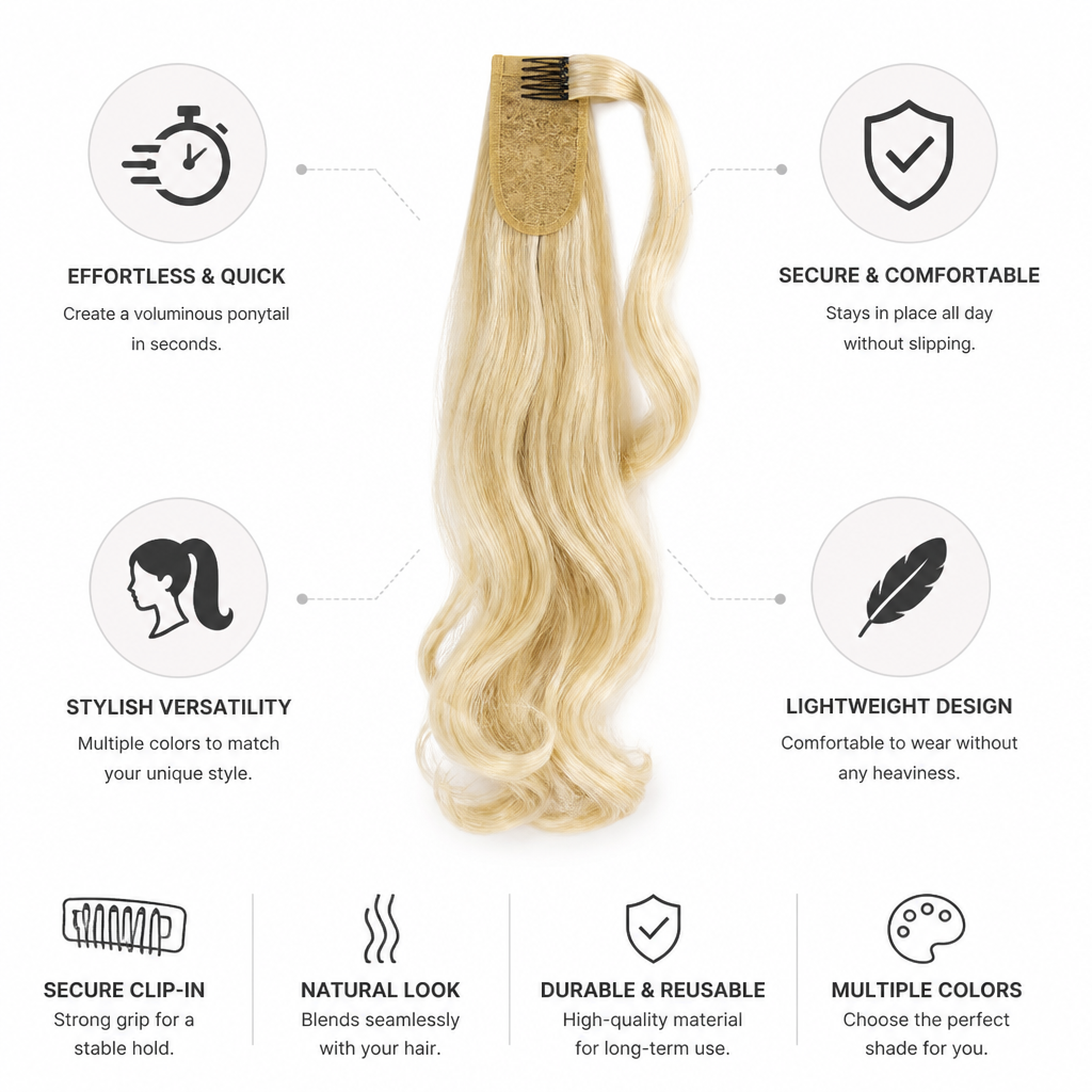 Clip-In Ponytail Extension Volumizing Secure Hold & Lightweight