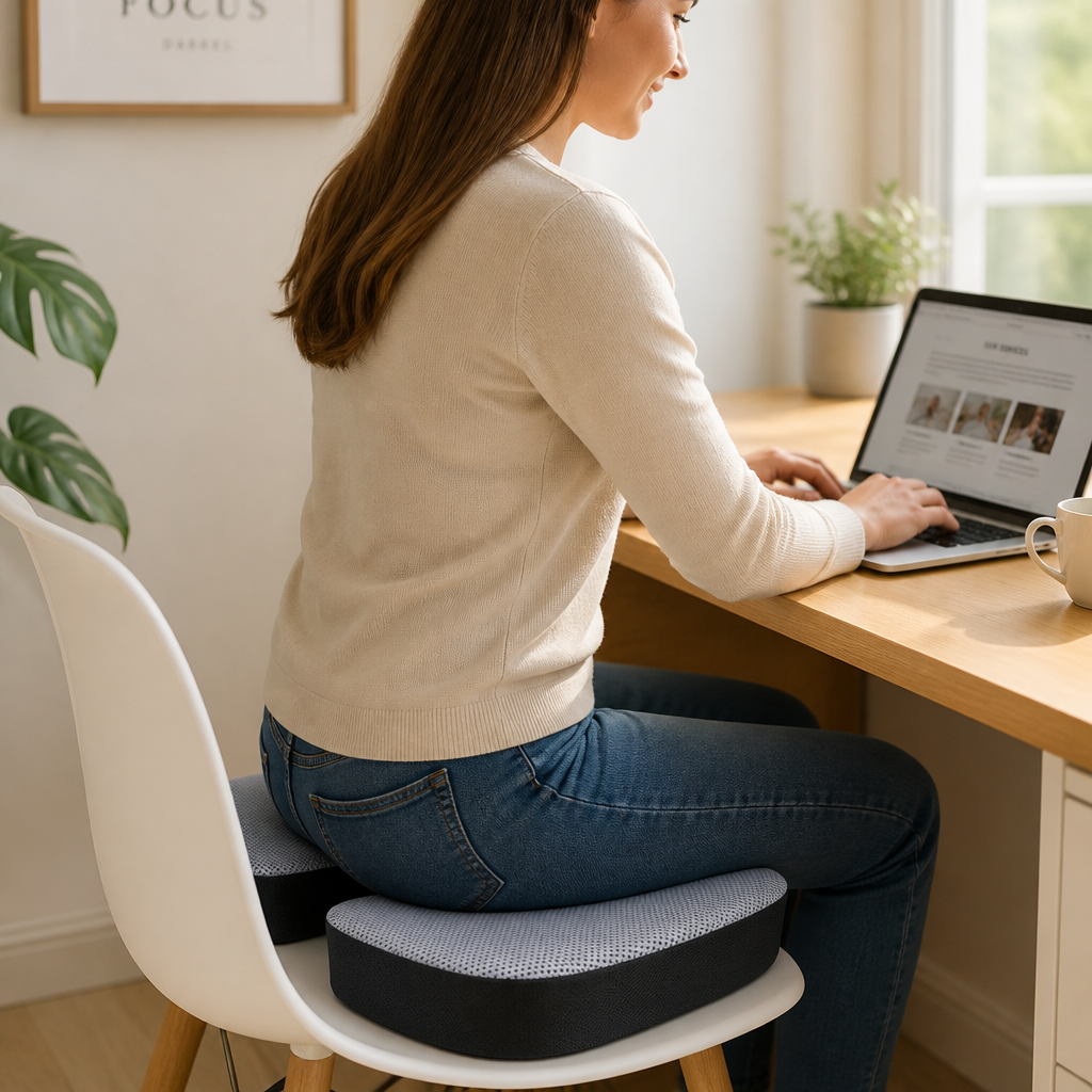 Contoured Memory Foam & Cooling Gel Seat Cushion