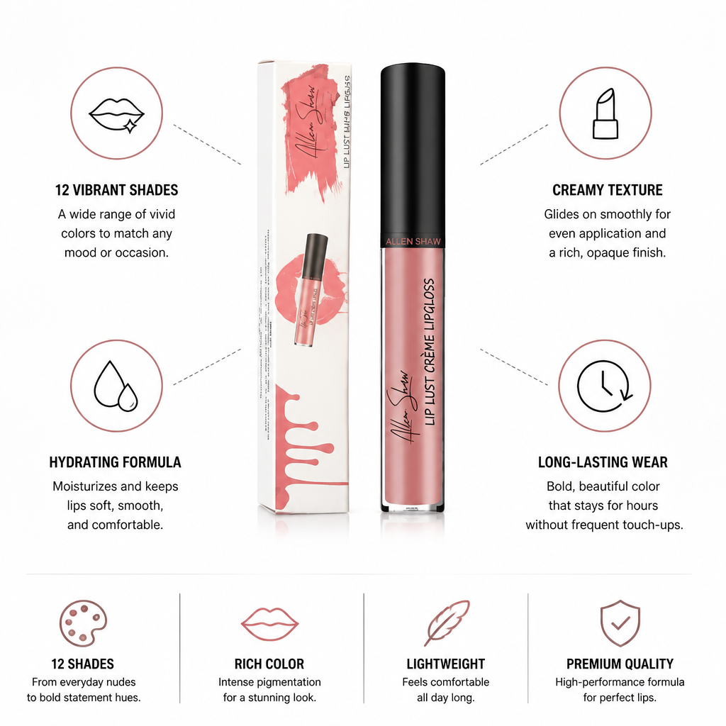 Cream Lipstick Creamy Hydrating Long-Lasting 12 Shades