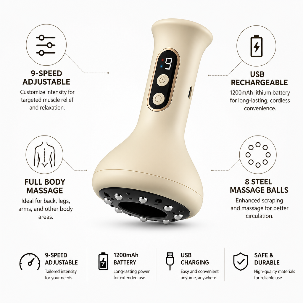Cupping & Scraping Massager 9-Speed USB Rechargeable