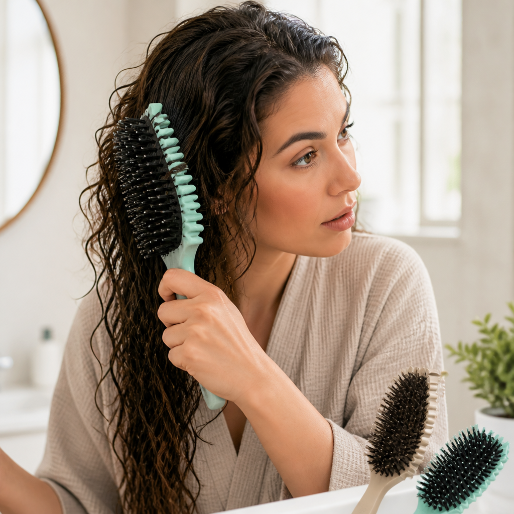 Curl Brush Side-Edge Design & Vegan Bristles Set of 2