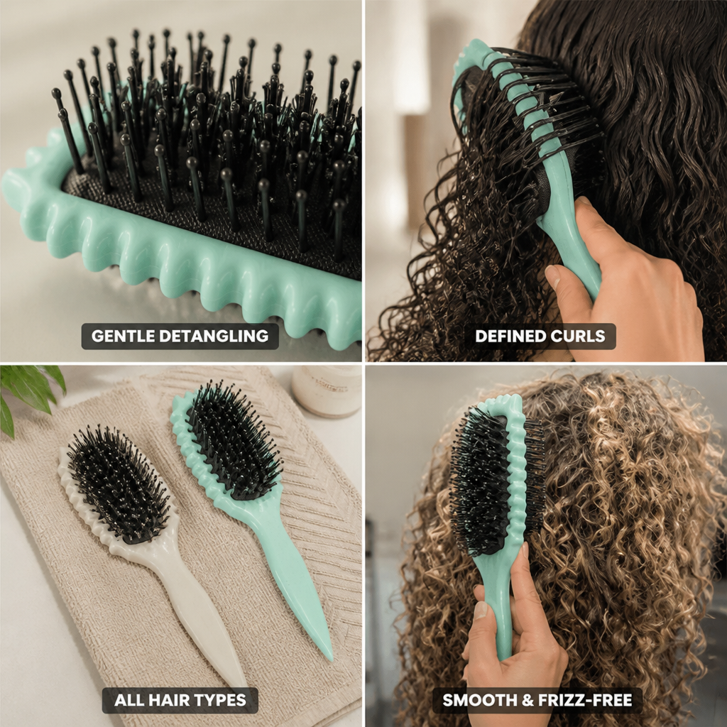 Curl Brush Side-Edge Design & Vegan Bristles Set of 2