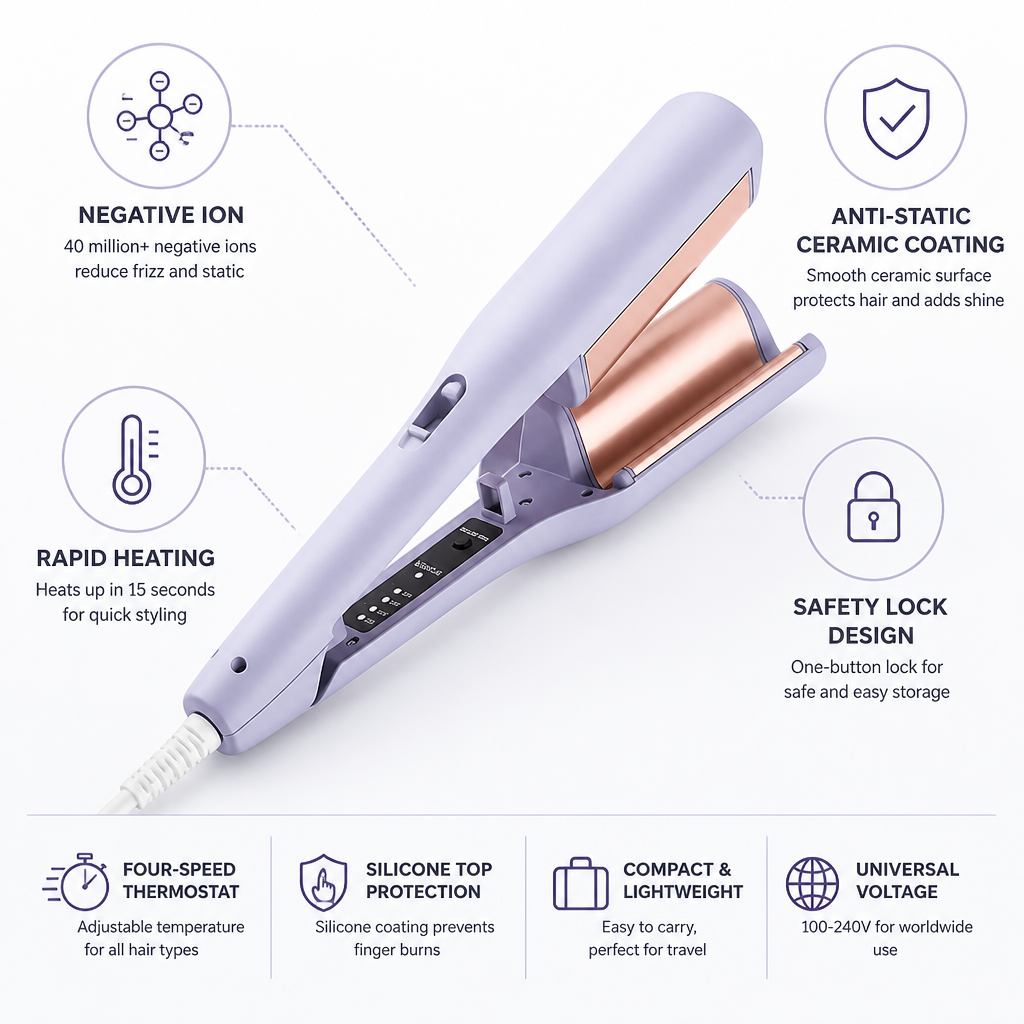 Curling Iron Negative Ion & Ceramic Coating Frizz Control