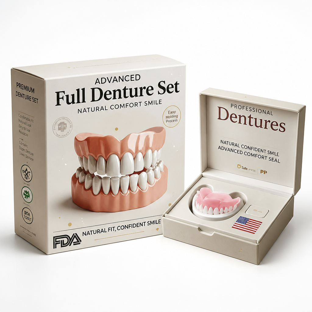 Denture Set Medical-Grade Thermo-Moldable Custom Fit Top & Bottom