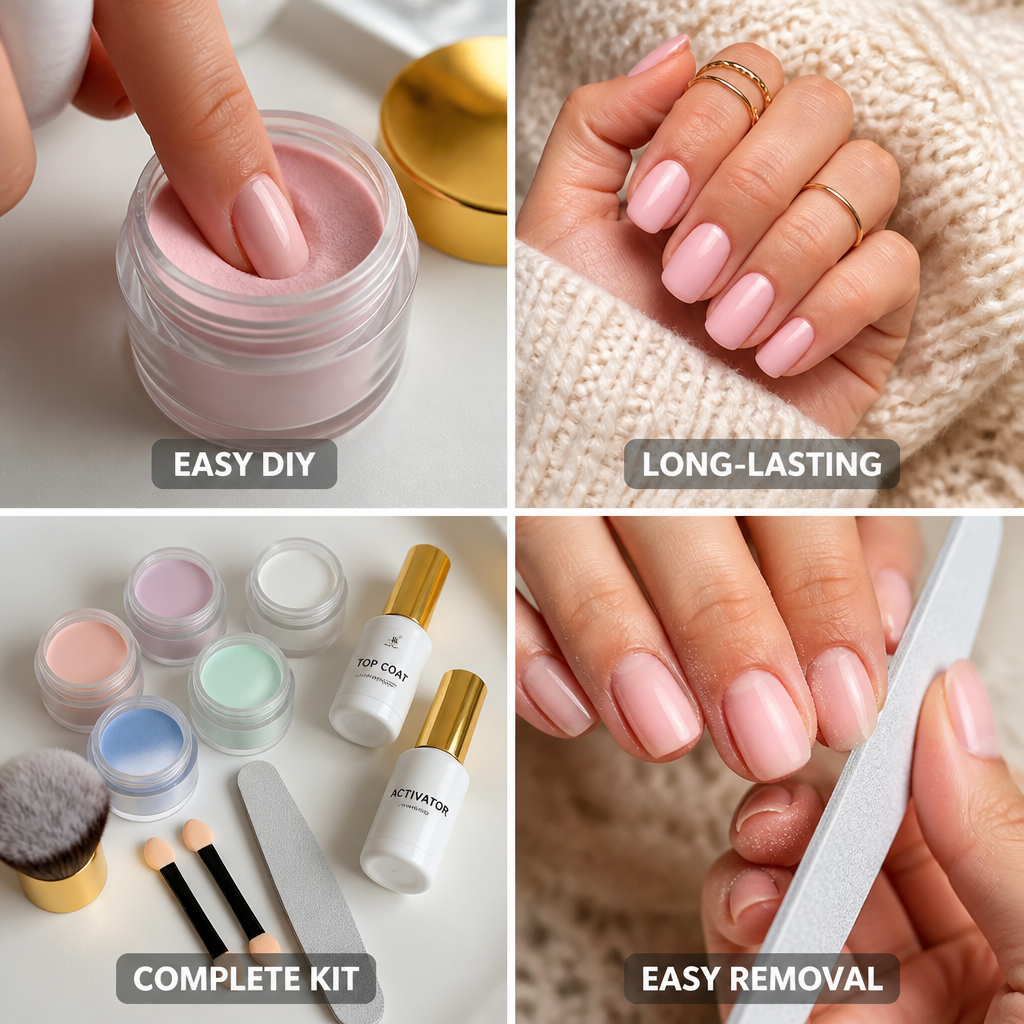 Dipping Powder Nail Kit Lamp-Free Tools & Top Coat