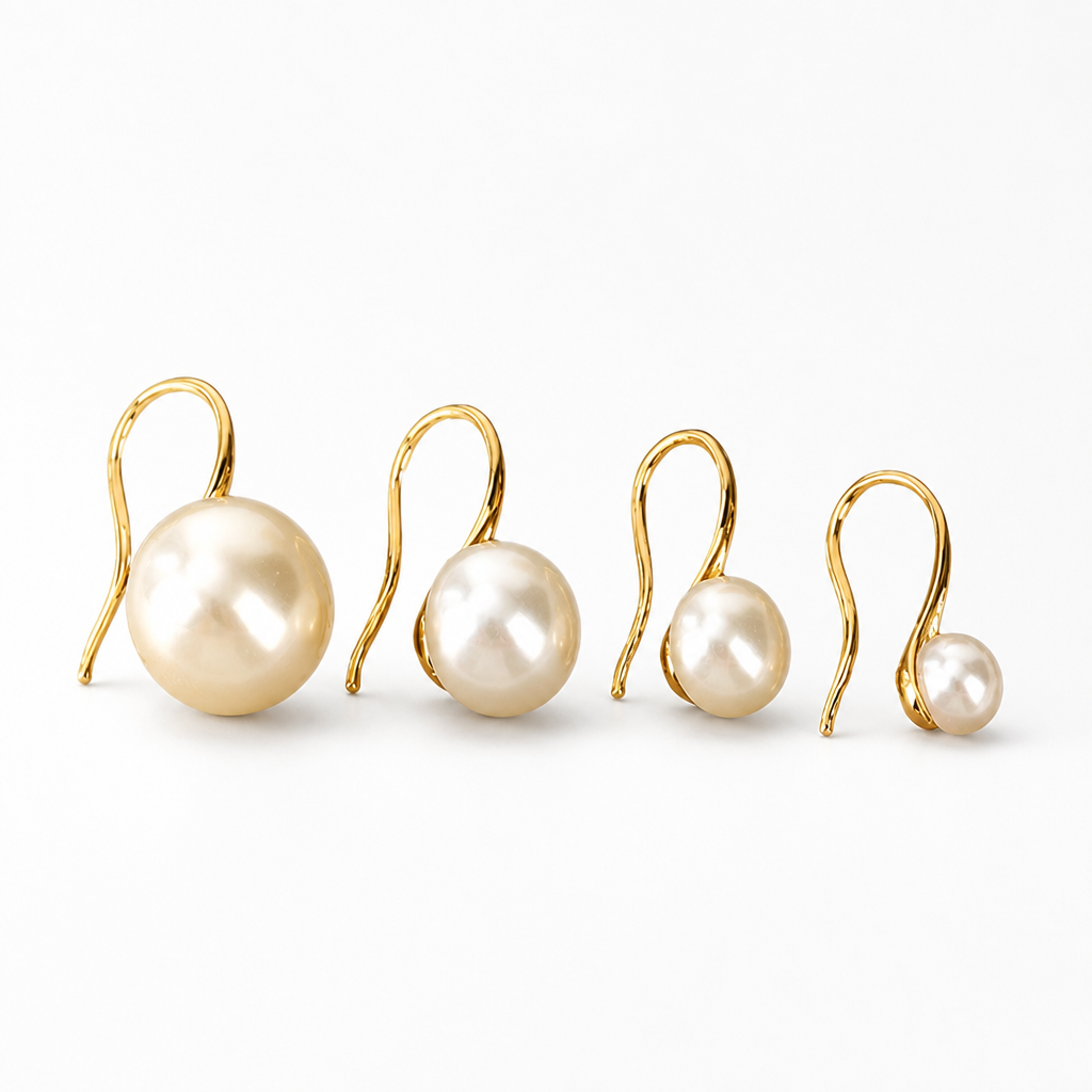 Drop Earrings Imitation Pearl High-Heel Hook 18K Plated