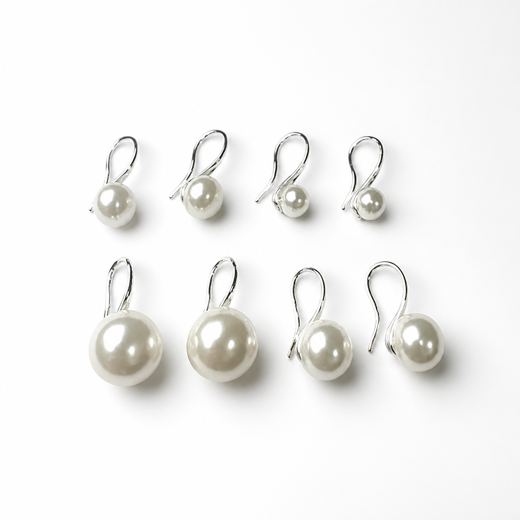 Drop Earrings Imitation Pearl High-Heel Hook 18K Plated