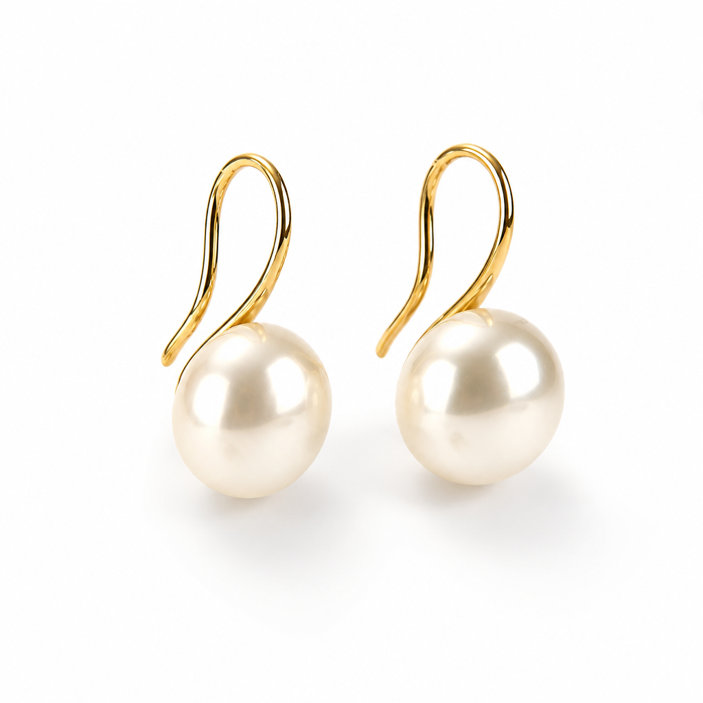 Drop Earrings Imitation Pearl High-Heel Hook 18K Plated