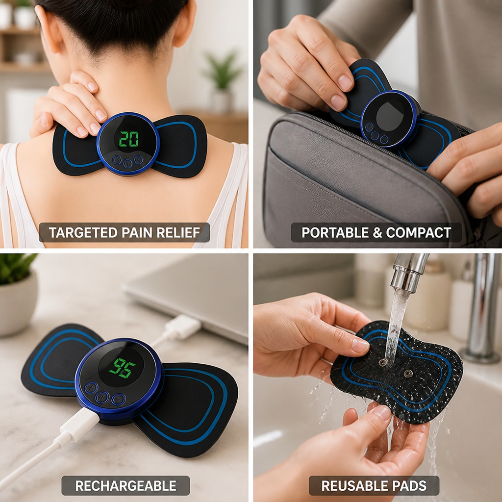 EMS Massage Pad Portable Rechargeable Includes 3 Reusable Pads