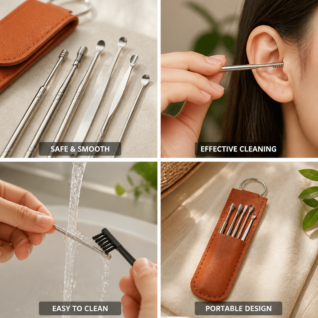 Earwax Removal Kit Stainless Steel Spiral & Shovel Tips