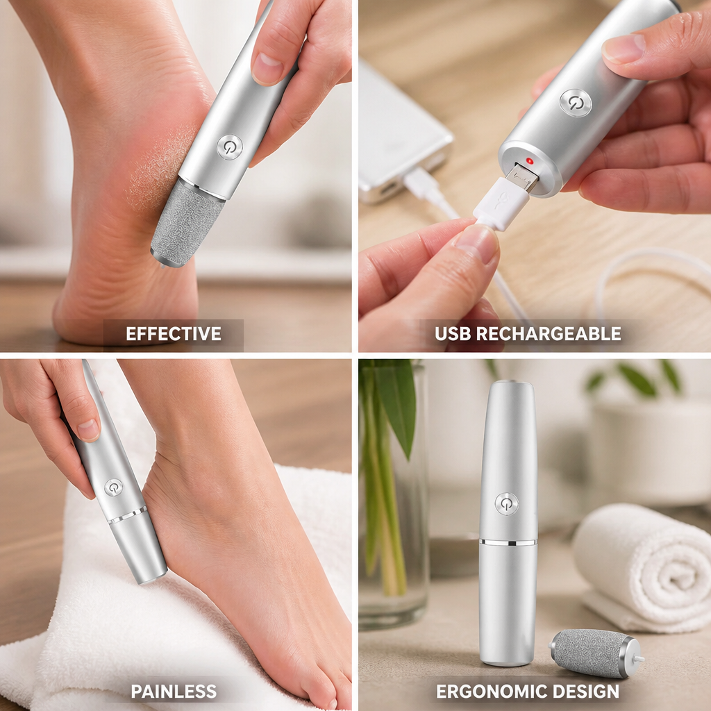 Electric Foot Callus Remover USB Rechargeable Ergonomic Salon Quality