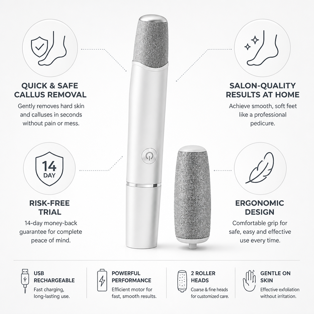 Electric Foot Callus Remover USB Rechargeable Ergonomic Salon Quality