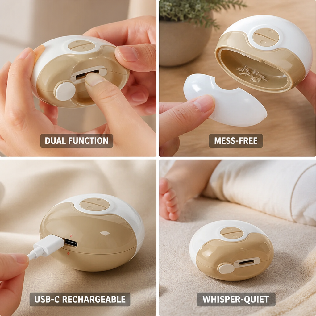 Electric Nail Clipper 2-in-1 USB-C Built-In Collector