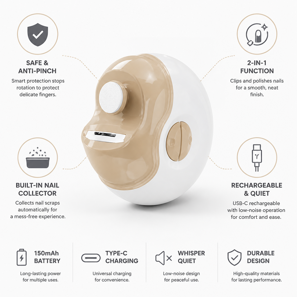 Electric Nail Clipper 2-in-1 USB-C Built-In Collector