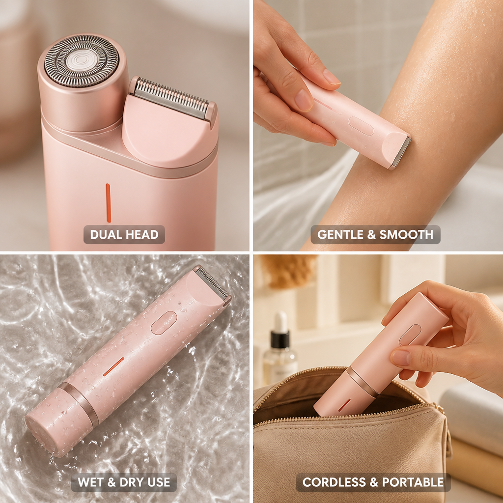 Electric Shaver Dual Rotating Heads Rechargeable & Waterproof