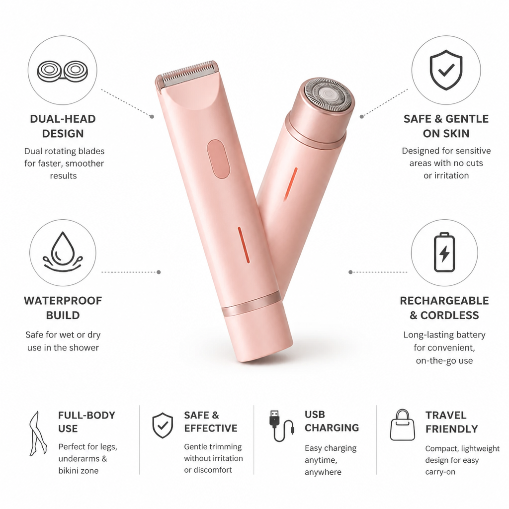 Electric Shaver Dual Rotating Heads Rechargeable & Waterproof
