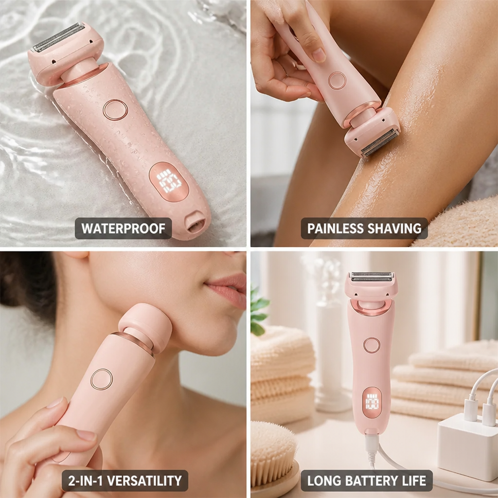 Electric Shaver Floating 3D Foil & Detachable Trimmer Waterproof