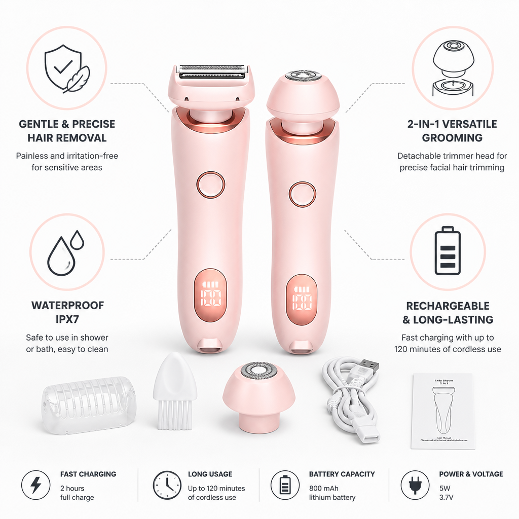 Electric Shaver Floating 3D Foil & Detachable Trimmer Waterproof