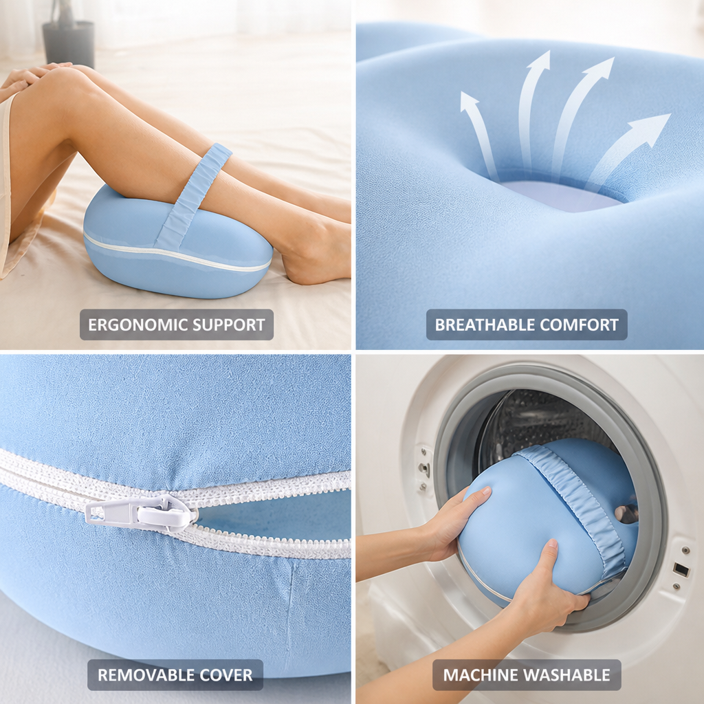 Ergonomic Pillow Contour Neck Support Breathable Machine Washable Cover