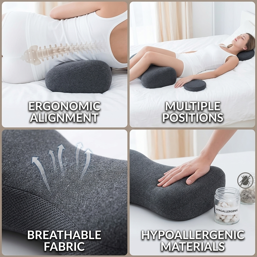 Ergonomic Pillow Neck & Back Support Breathable Hypoallergenic