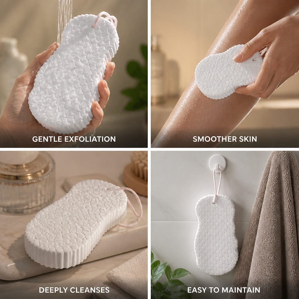 Exfoliating Bath Sponge Ultra-Soft Improves Skincare Absorption