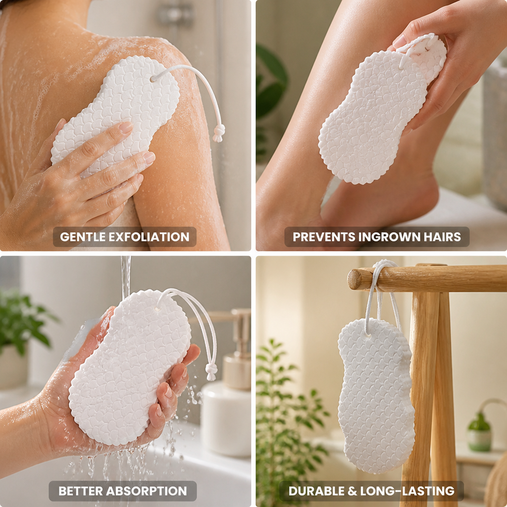 Exfoliating Bath Sponge Ultra-Soft Prevents Ingrown Hairs & Boosts Absorption