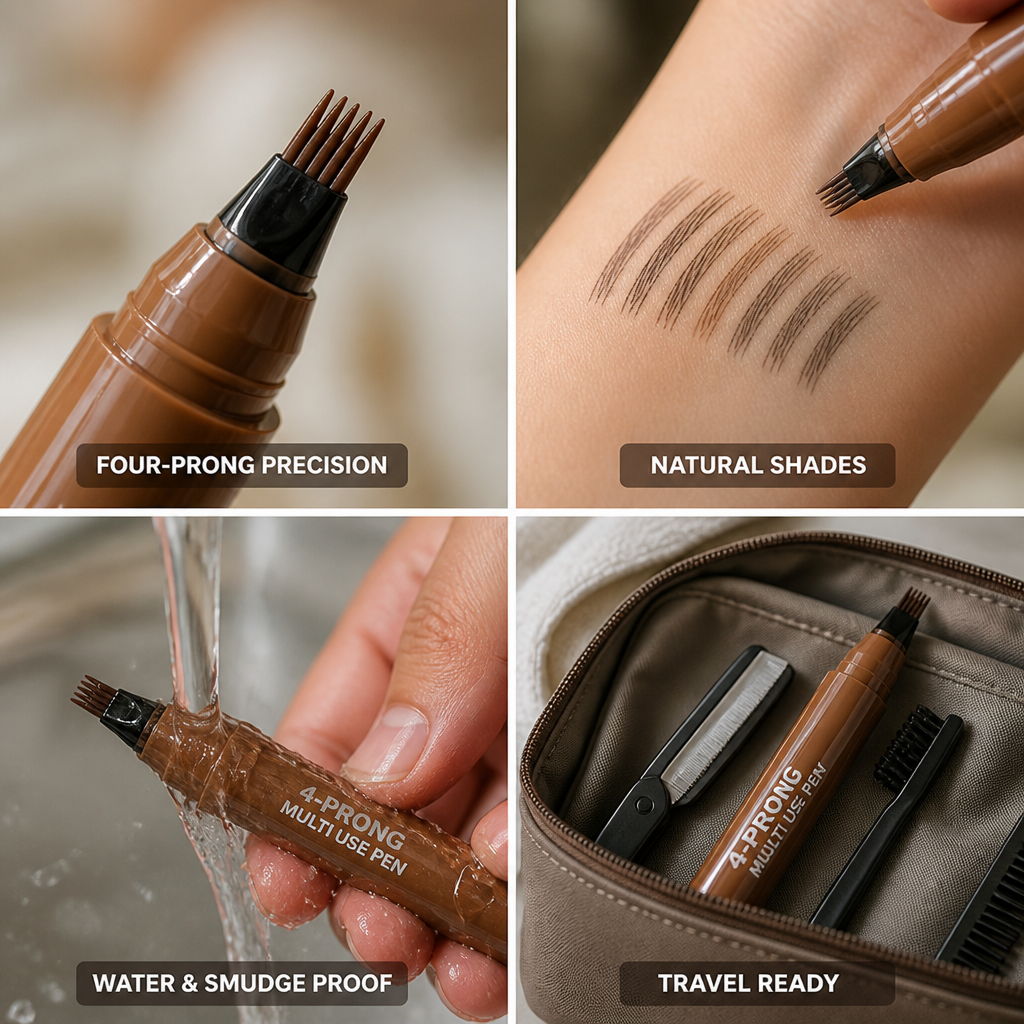 Eyebrow Pen Four-Prong Hair-Stroke Smudge-Proof