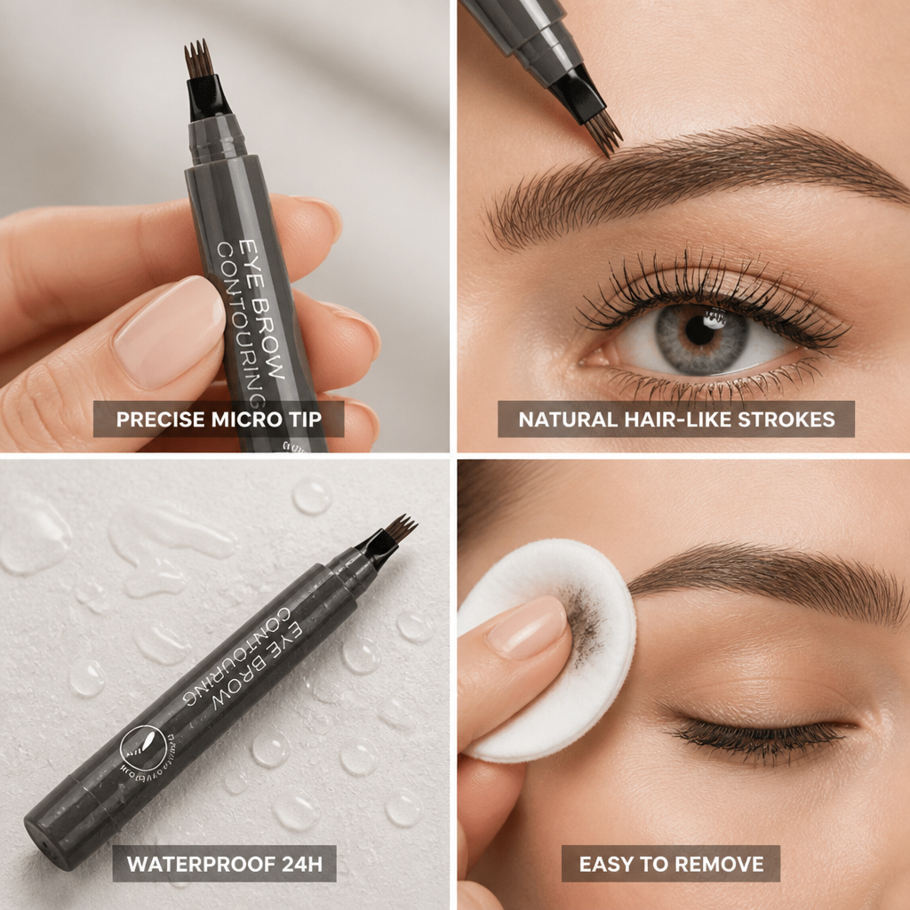 Eyebrow Pen Hair-Like Micro Tip Waterproof 24-Hour Hold