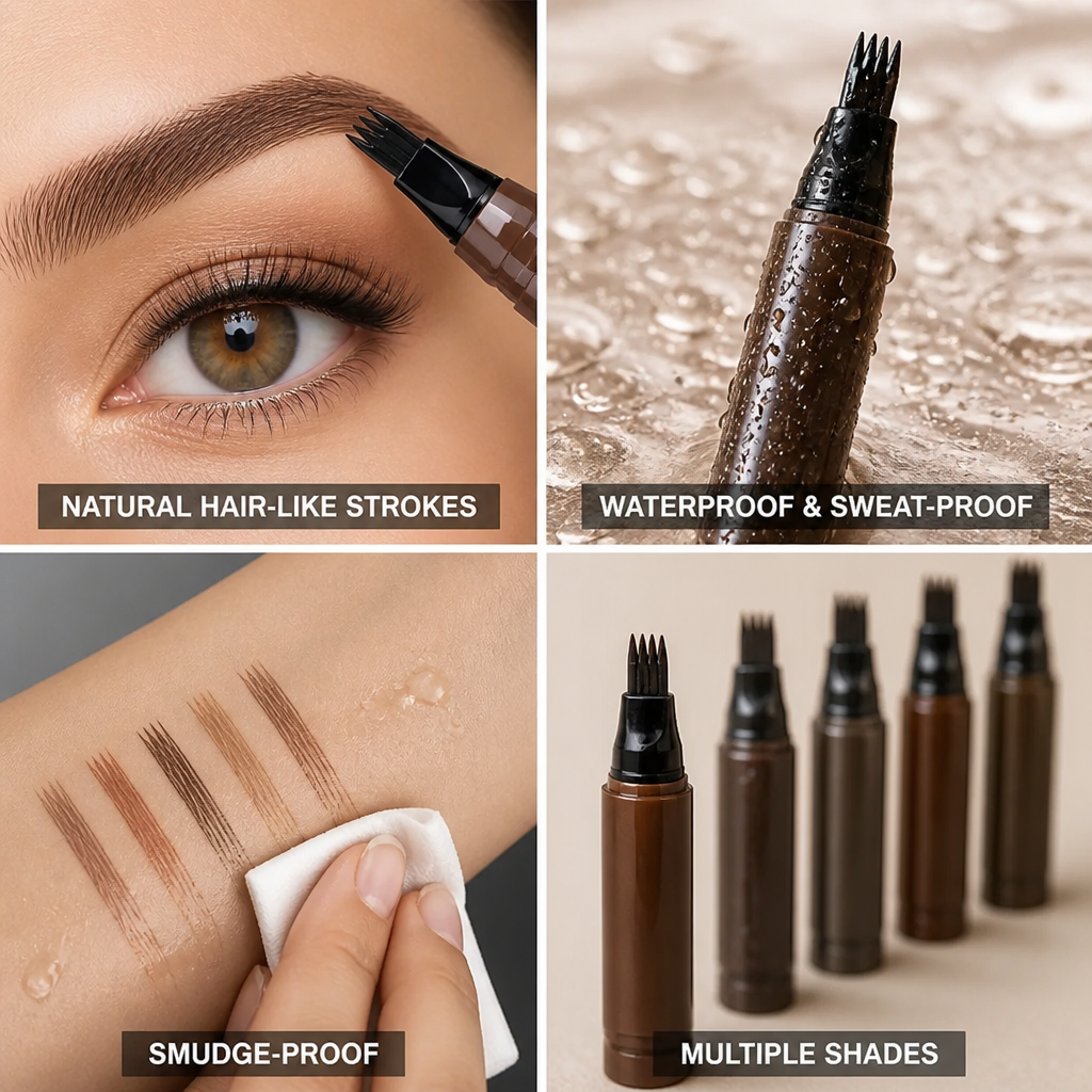 Eyebrow Pen Microblading Effect Brush Tip Waterproof & Smudge-Proof