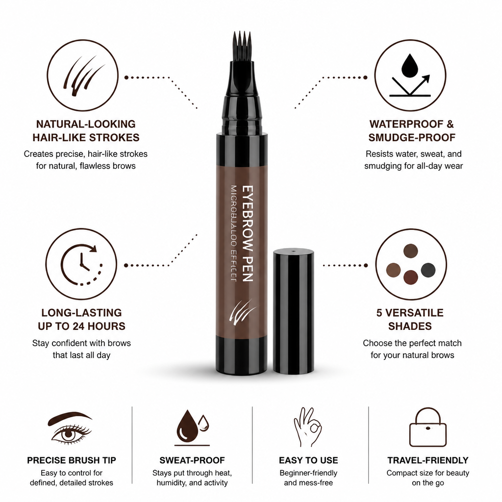 Eyebrow Pen Microblading Effect Brush Tip Waterproof & Smudge-Proof