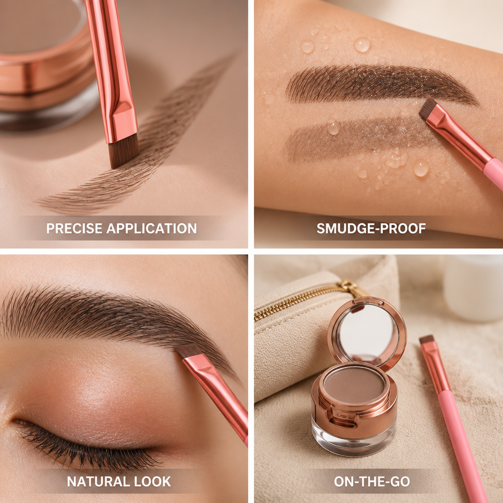 Eyebrow Pencil Angled Brush Smudge-Proof & Long-Lasting