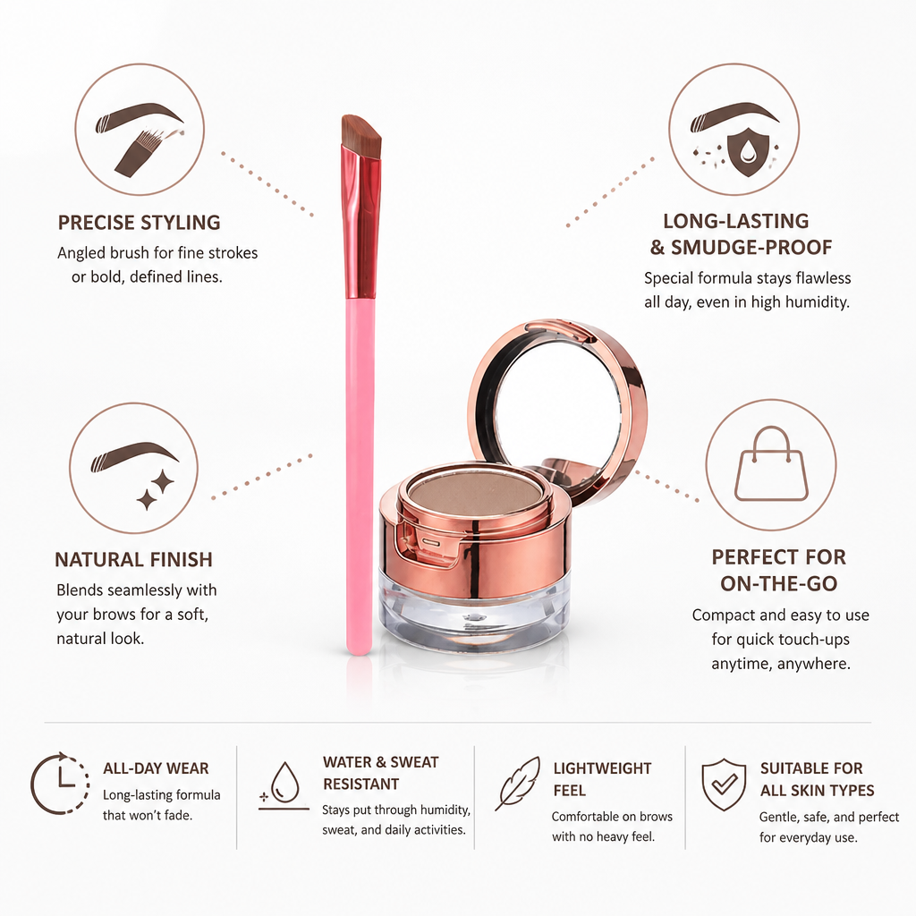 Eyebrow Pencil Angled Brush Smudge-Proof & Long-Lasting