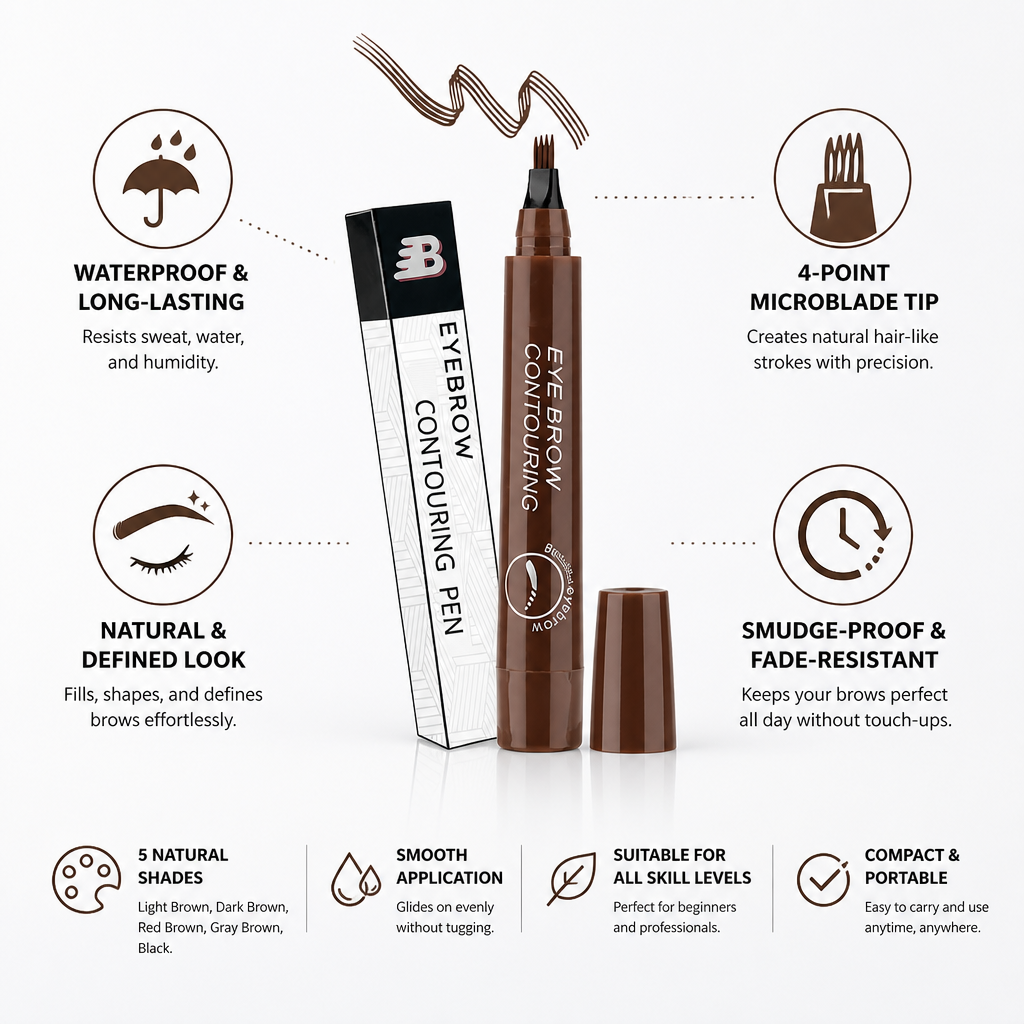 Eyebrow Pencil Four-Point Microblade Tip Waterproof & Long-Lasting