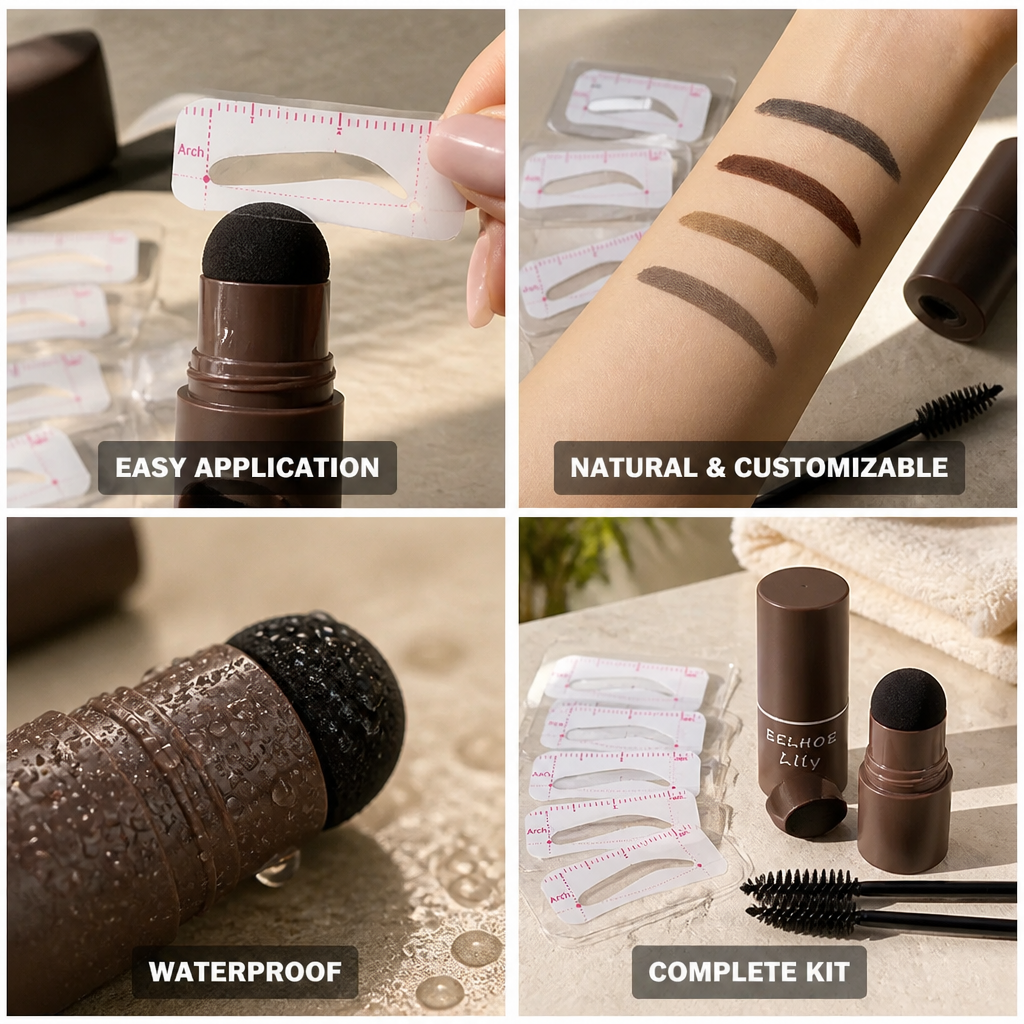 Eyebrow Stamp Kit Multiple Sizes Natural Finish Waterproof
