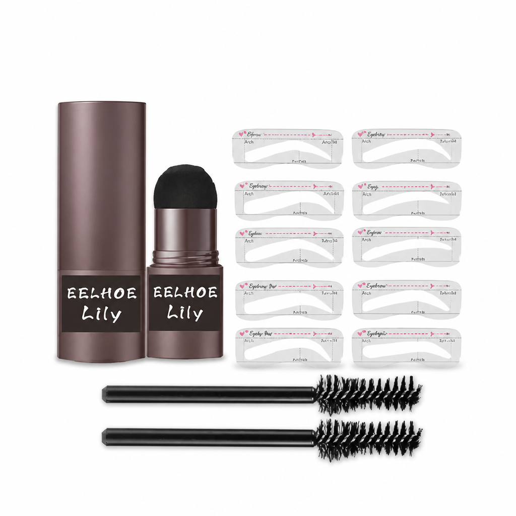 Eyebrow Stamp Kit Multiple Stamp Sizes Waterproof Powders & Brush