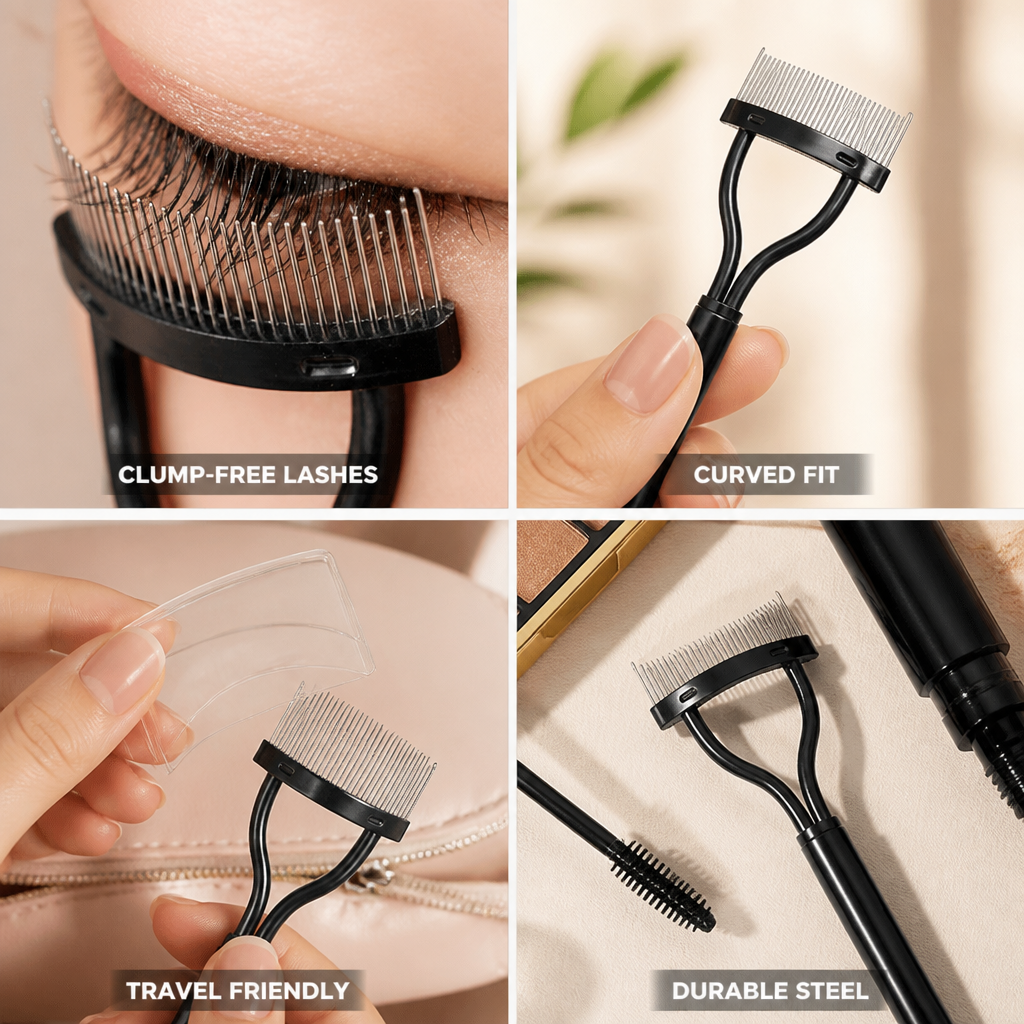 Eyelash Comb Stainless Steel Curved Fine Teeth