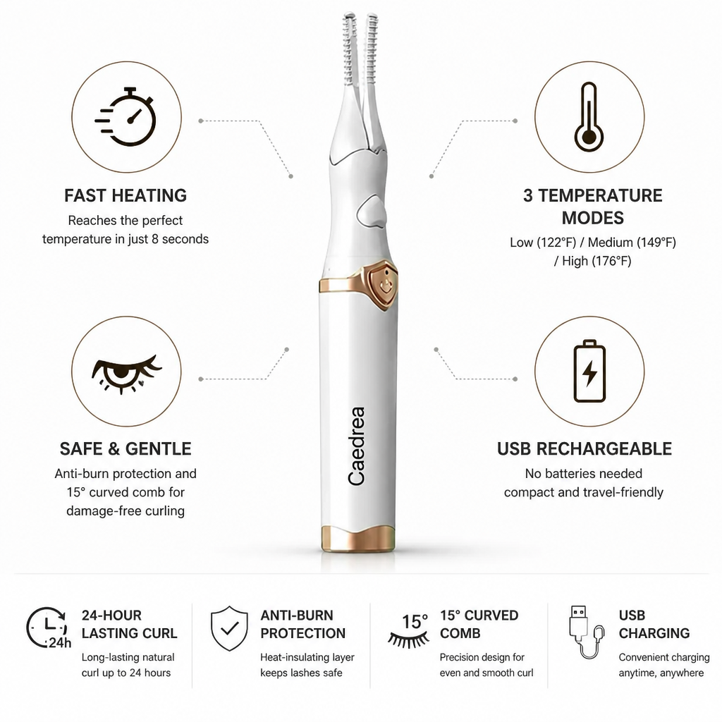 Eyelash Curler USB Rechargeable Fast-Heat Anti-Burn